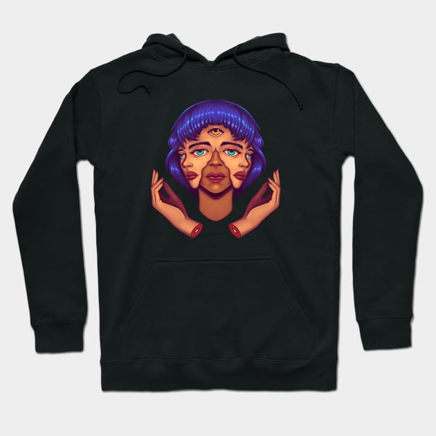 3 face Hoodie by Yadoking